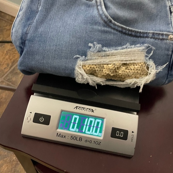 Gold sequin pockets jean shorts size 30 - Picture 9 of 11